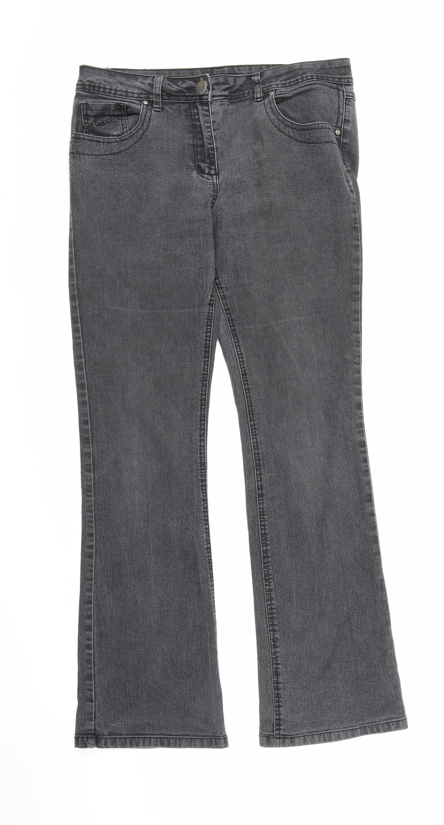 M&Co Womens Grey  Denim Bootcut Jeans Size 14 L31 in