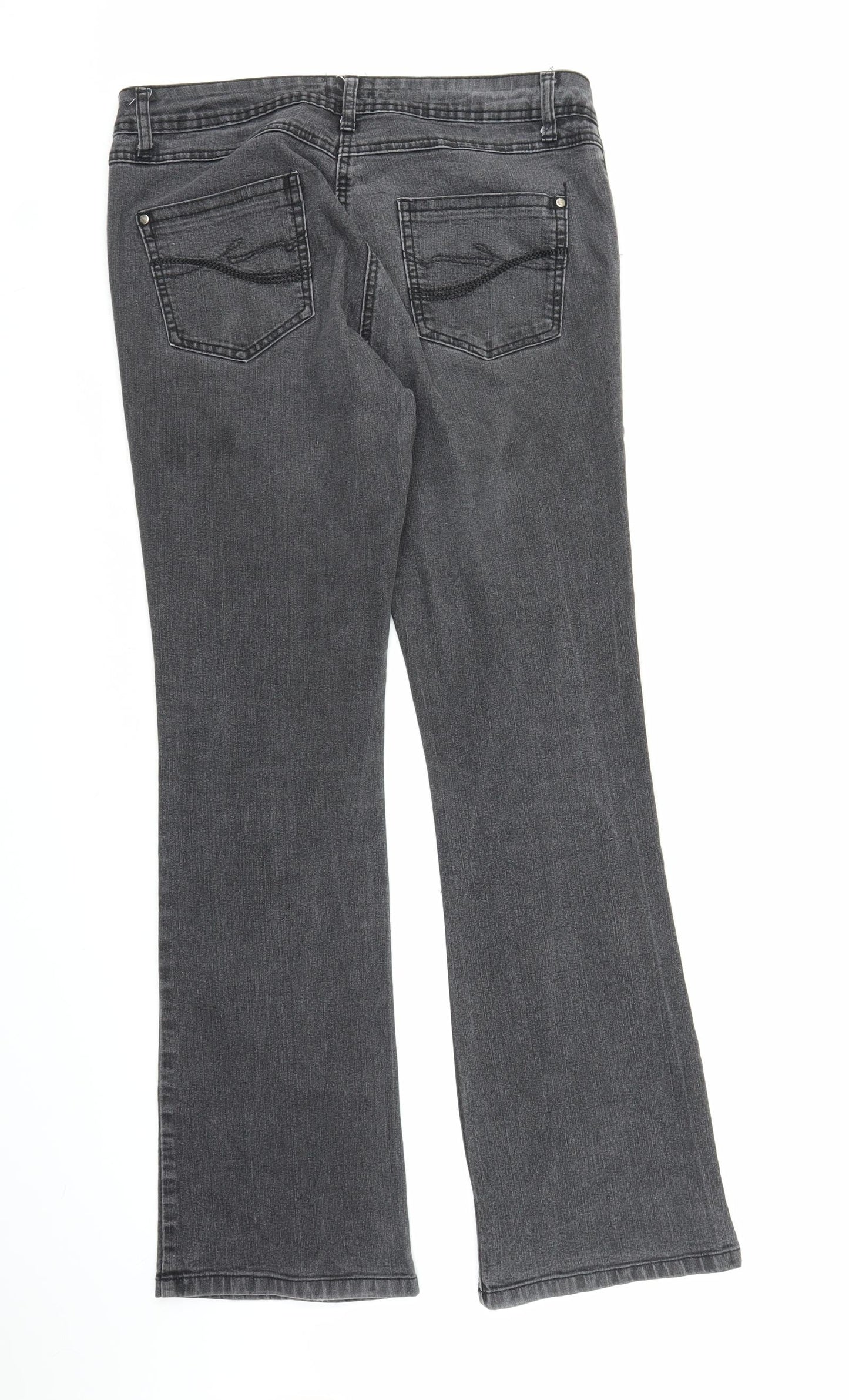 M&Co Womens Grey  Denim Bootcut Jeans Size 14 L31 in