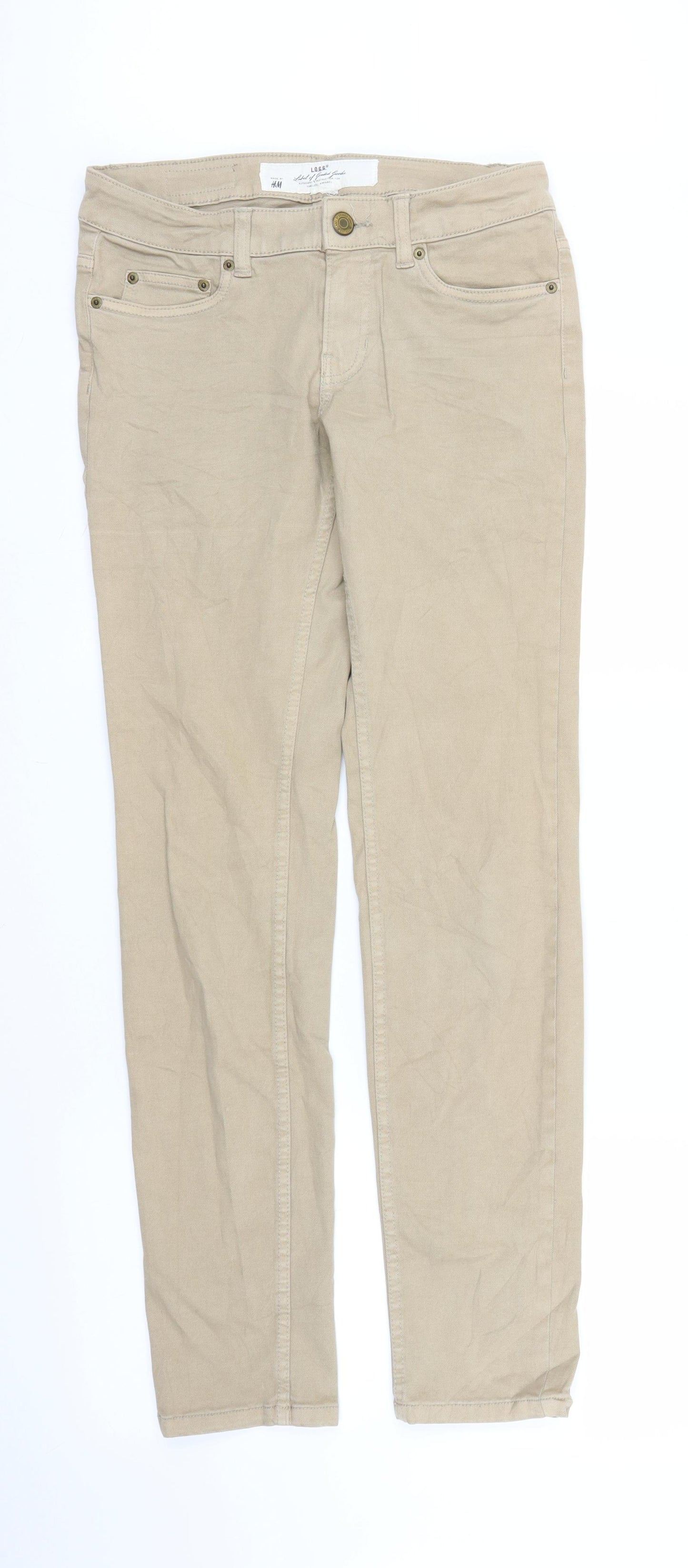 H&M Womens Beige  Denim Straight Jeans Size S L30 in