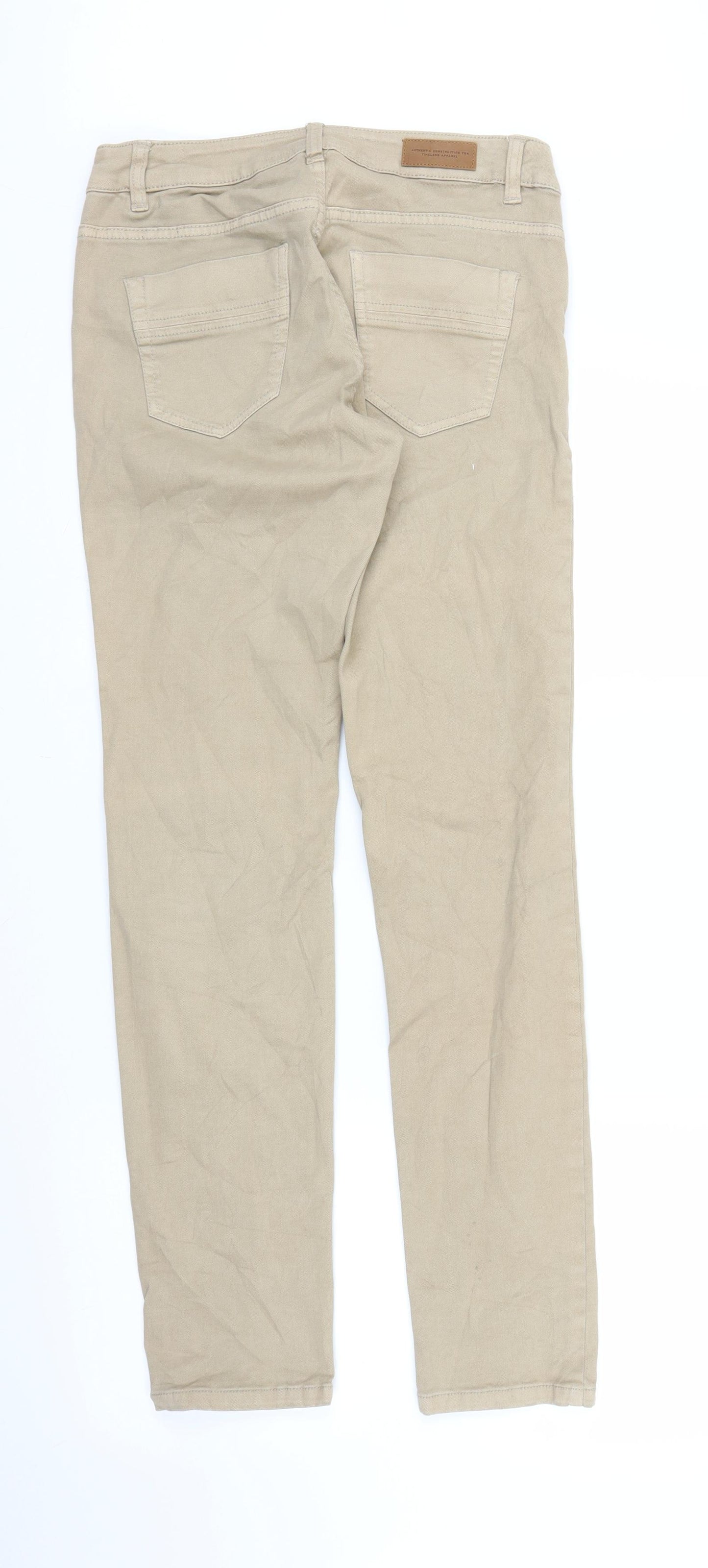 H&M Womens Beige  Denim Straight Jeans Size S L30 in