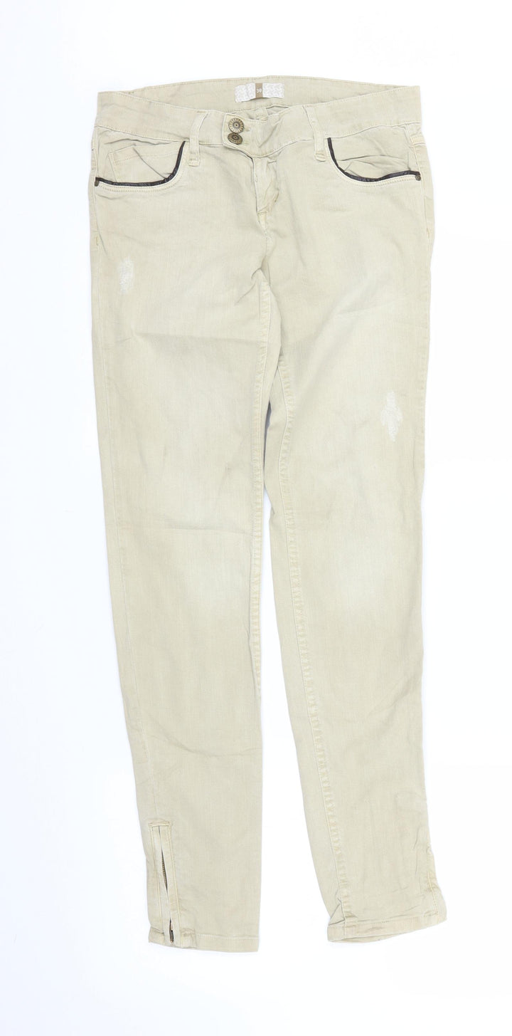 Stradivarius Womens Beige Denim Skinny Jeans Size 10 L30 in
