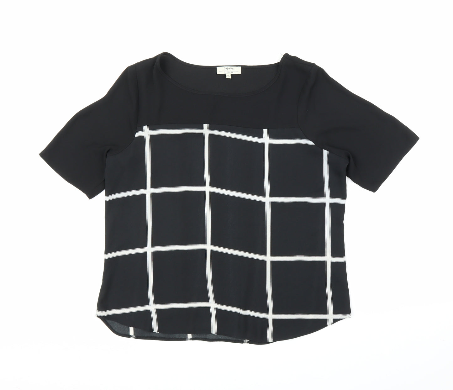 Papaya Womens Black Check  Basic Blouse Size 14