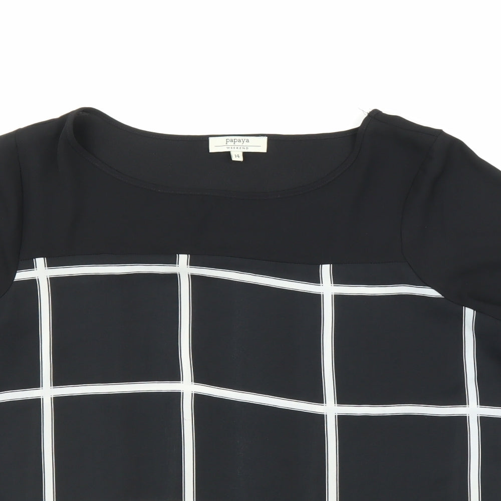 Papaya Womens Black Check  Basic Blouse Size 14