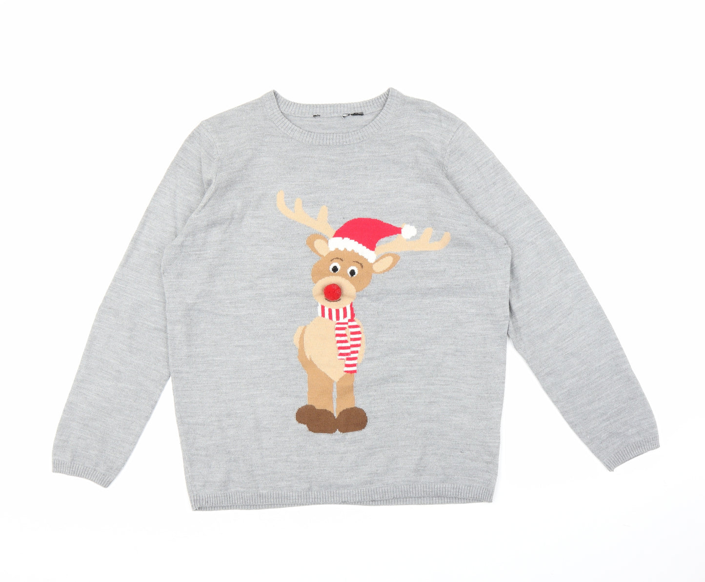ESMARA Womens Grey Animal Print  Pullover Jumper Size L  - Christmas