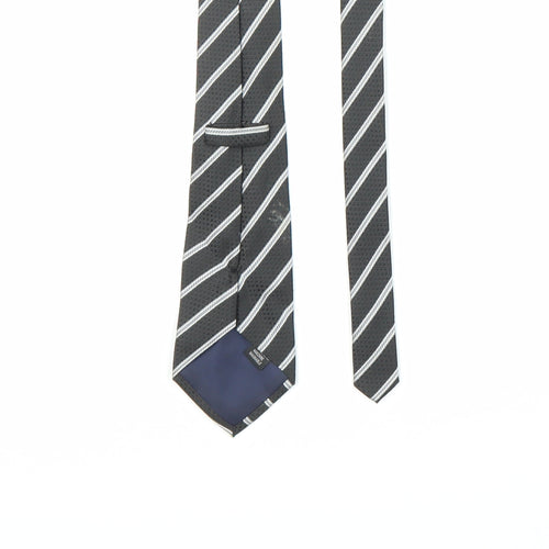 Preworn Mens Black Striped  Pointed Tie One Size