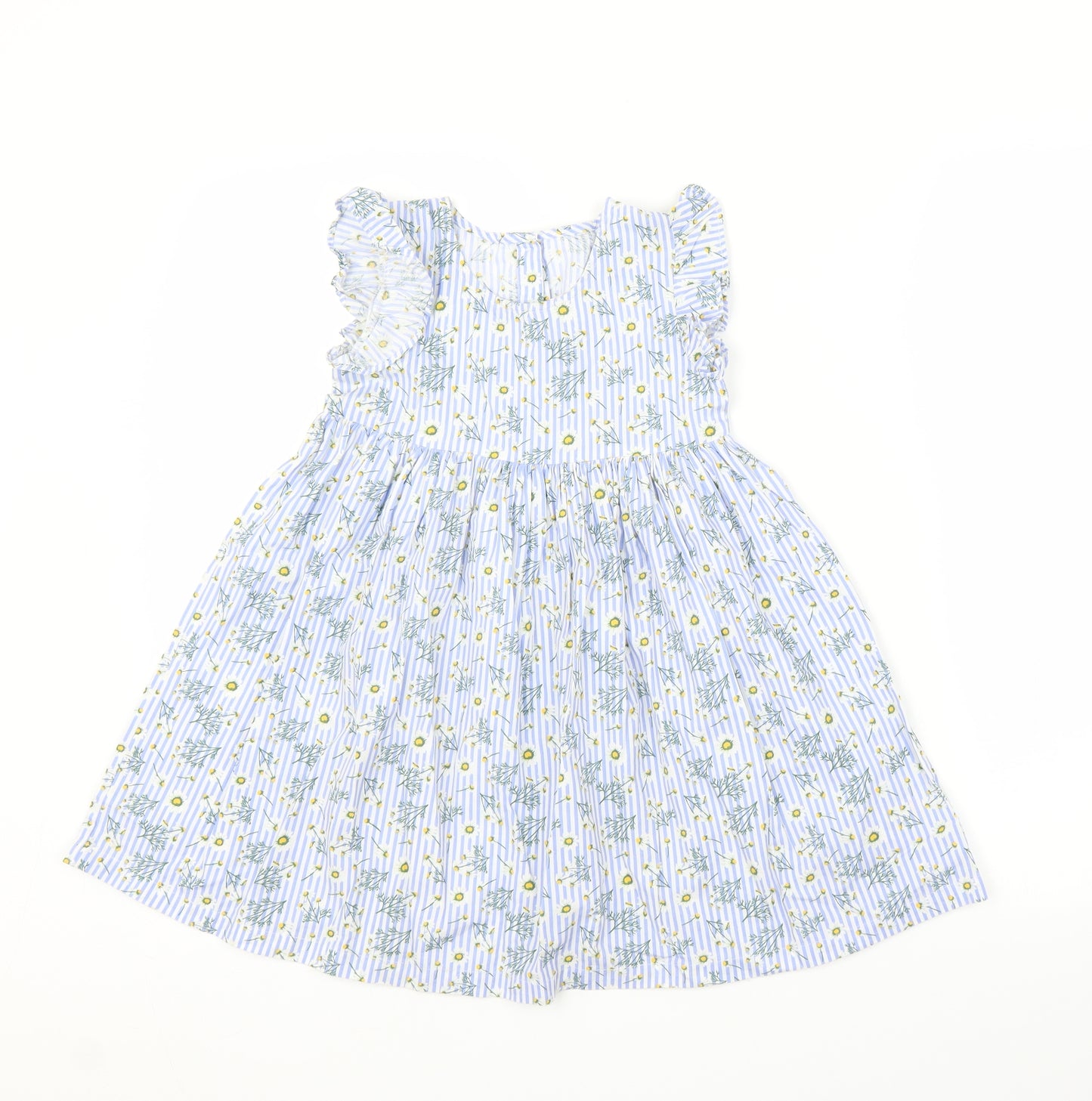 Matalan Girls Blue Floral  A-Line  Size 5-6 Years