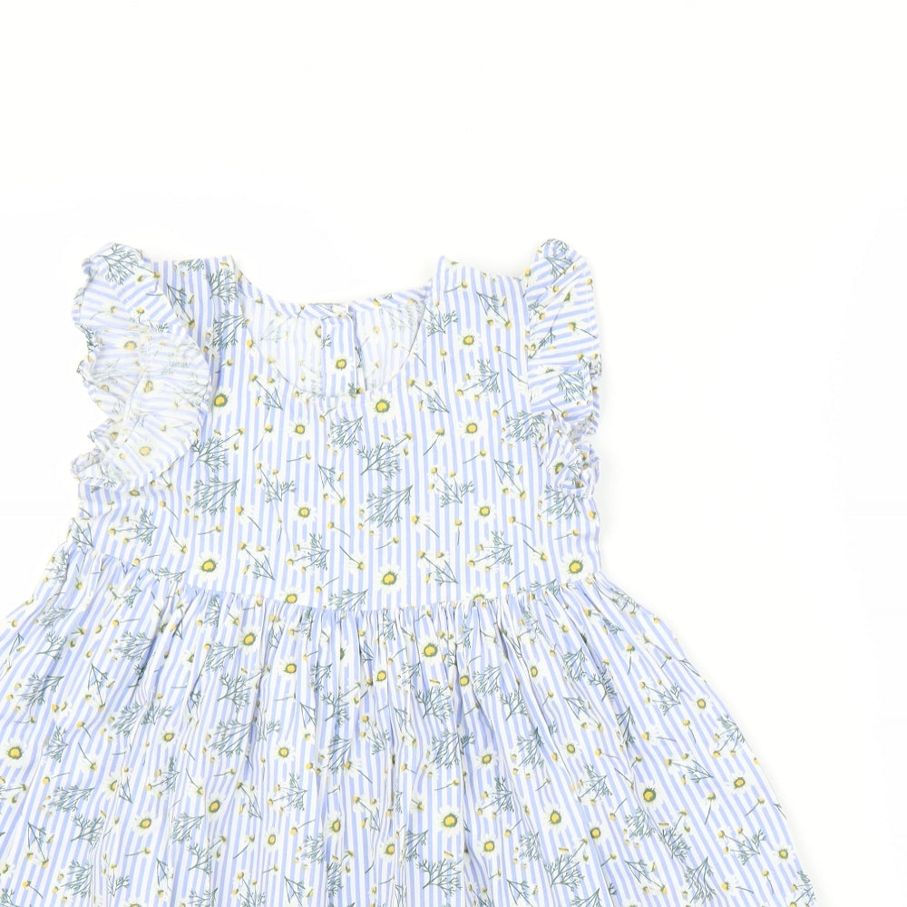 Matalan Girls Blue Floral  A-Line  Size 5-6 Years