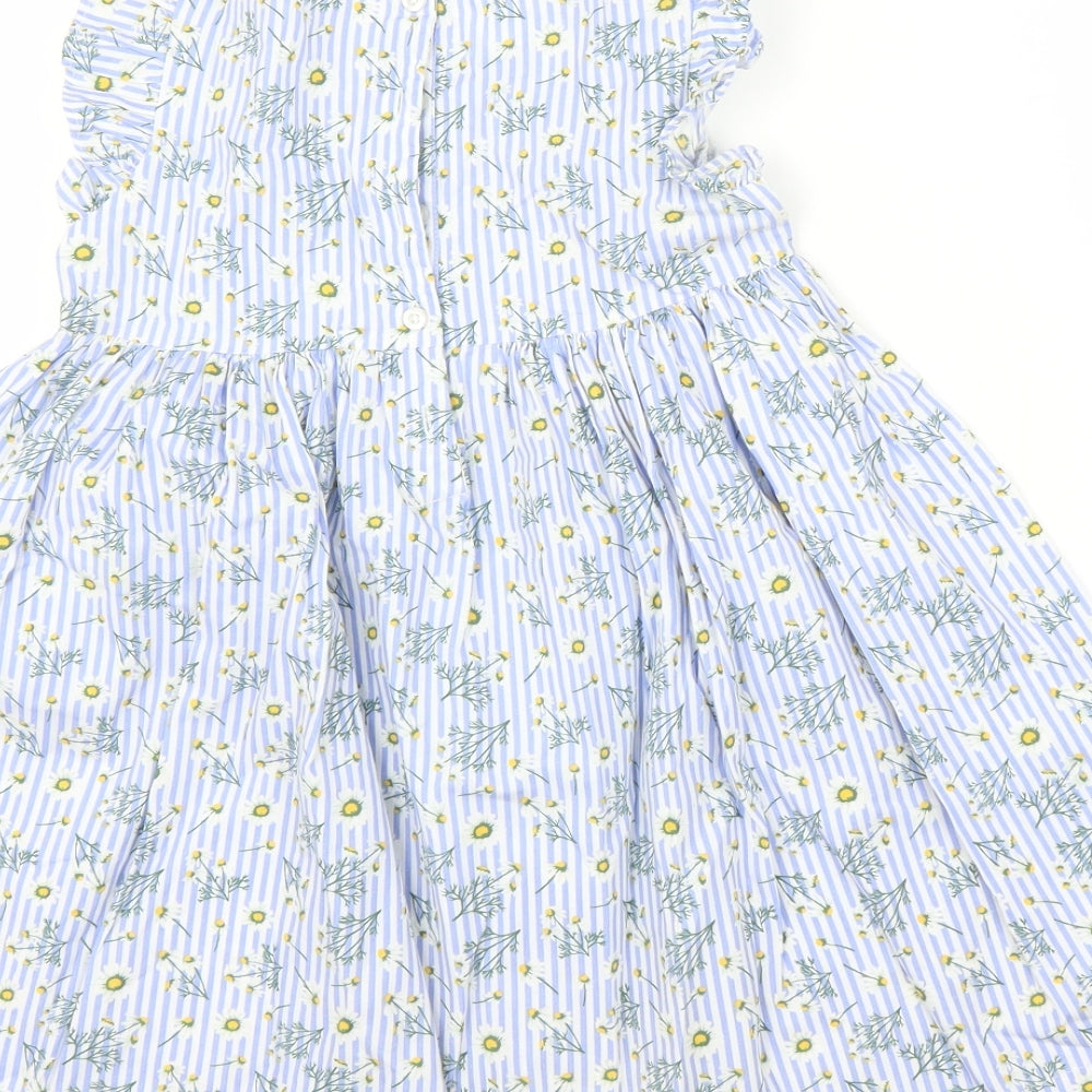 Matalan Girls Blue Floral  A-Line  Size 5-6 Years