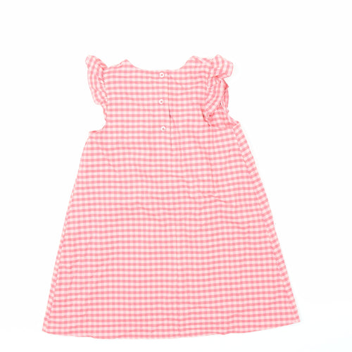 F&F Girls Pink Check  Pinafore/Dungaree Dress  Size 6-7 Years