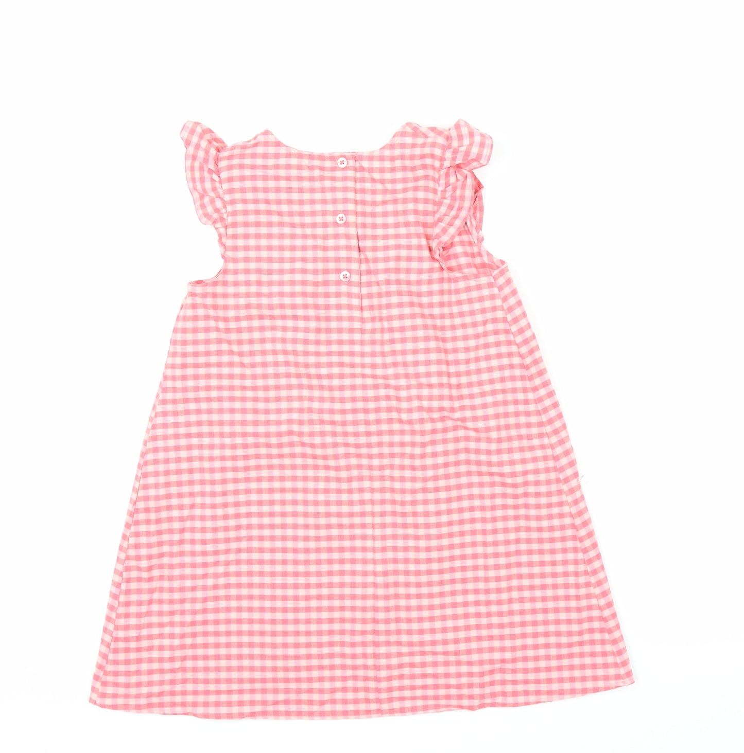 F&F Girls Pink Check  Pinafore/Dungaree Dress  Size 6-7 Years