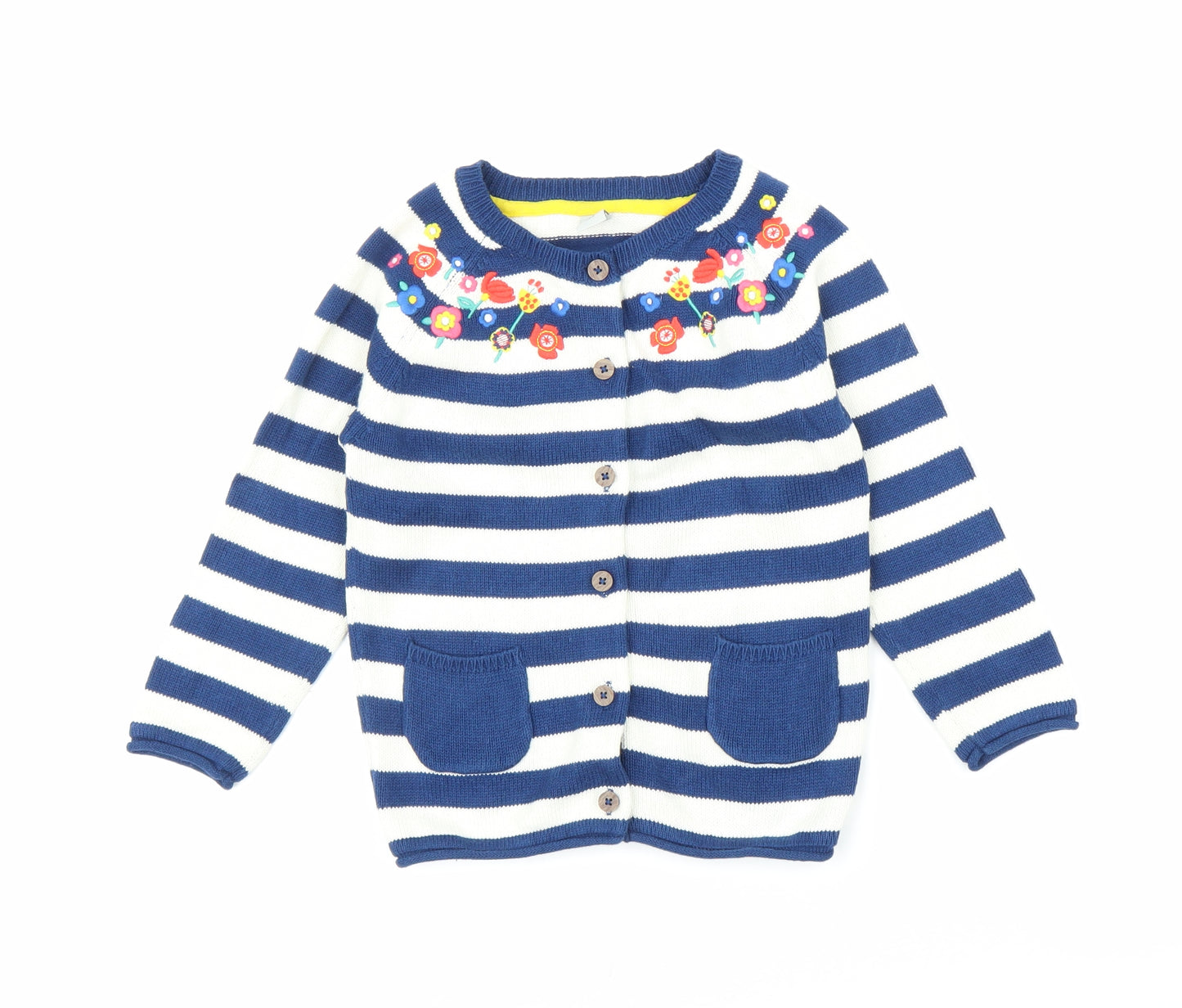 TU Girls Blue Striped  Cardigan Jumper Size 4-5 Years