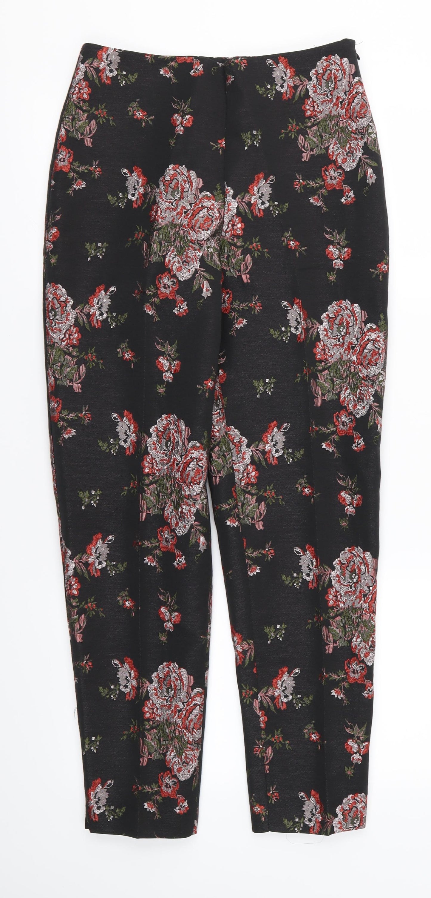 F&F Womens Black Floral  Trousers  Size 6 L26 in