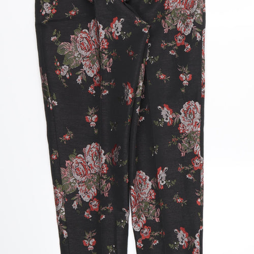 F&F Womens Black Floral  Trousers  Size 6 L26 in