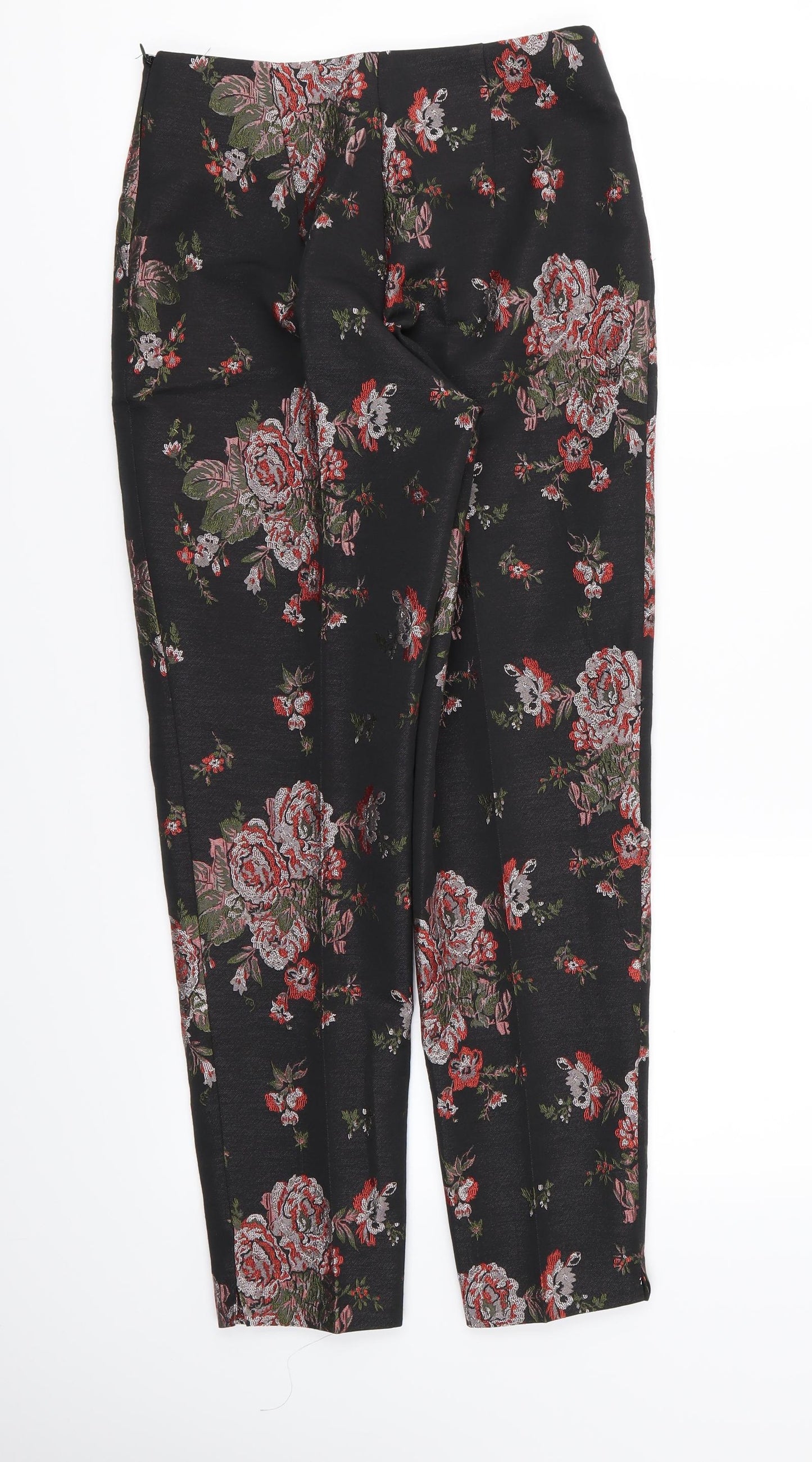 F&F Womens Black Floral  Trousers  Size 6 L26 in