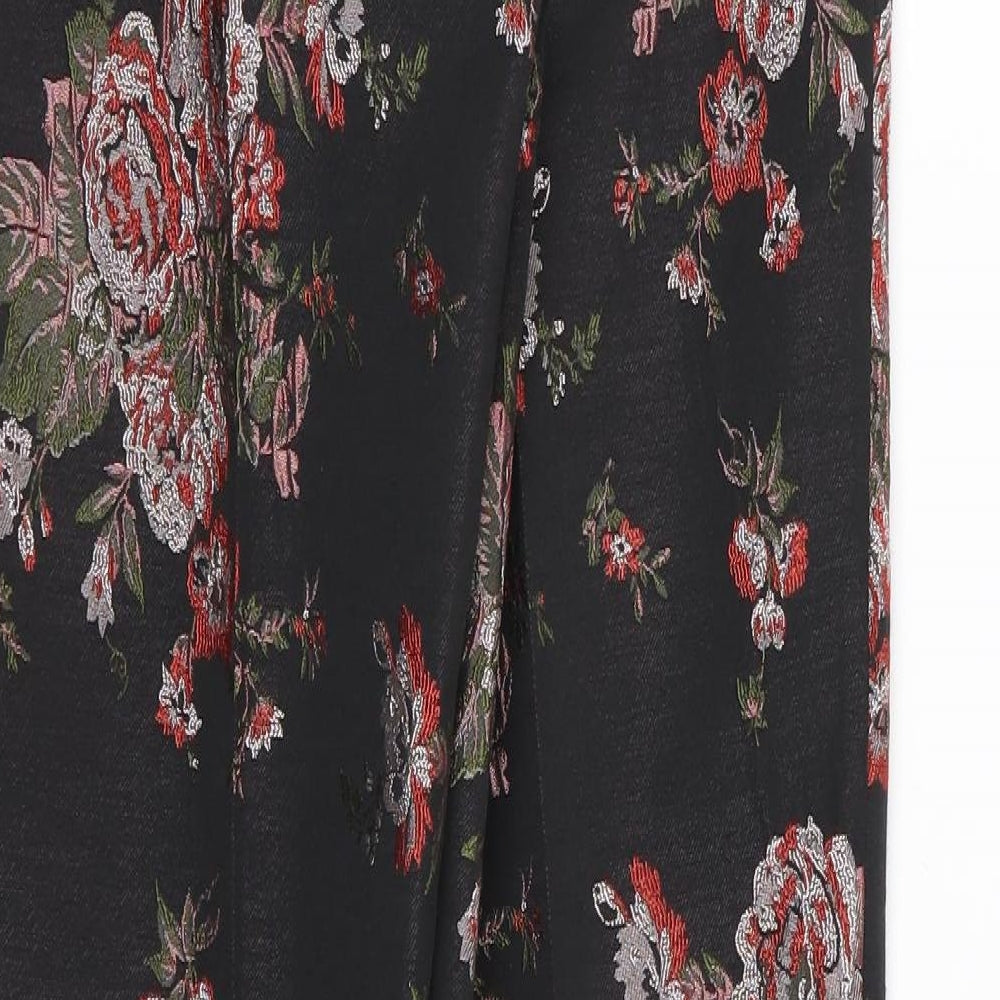 F&F Womens Black Floral  Trousers  Size 6 L26 in