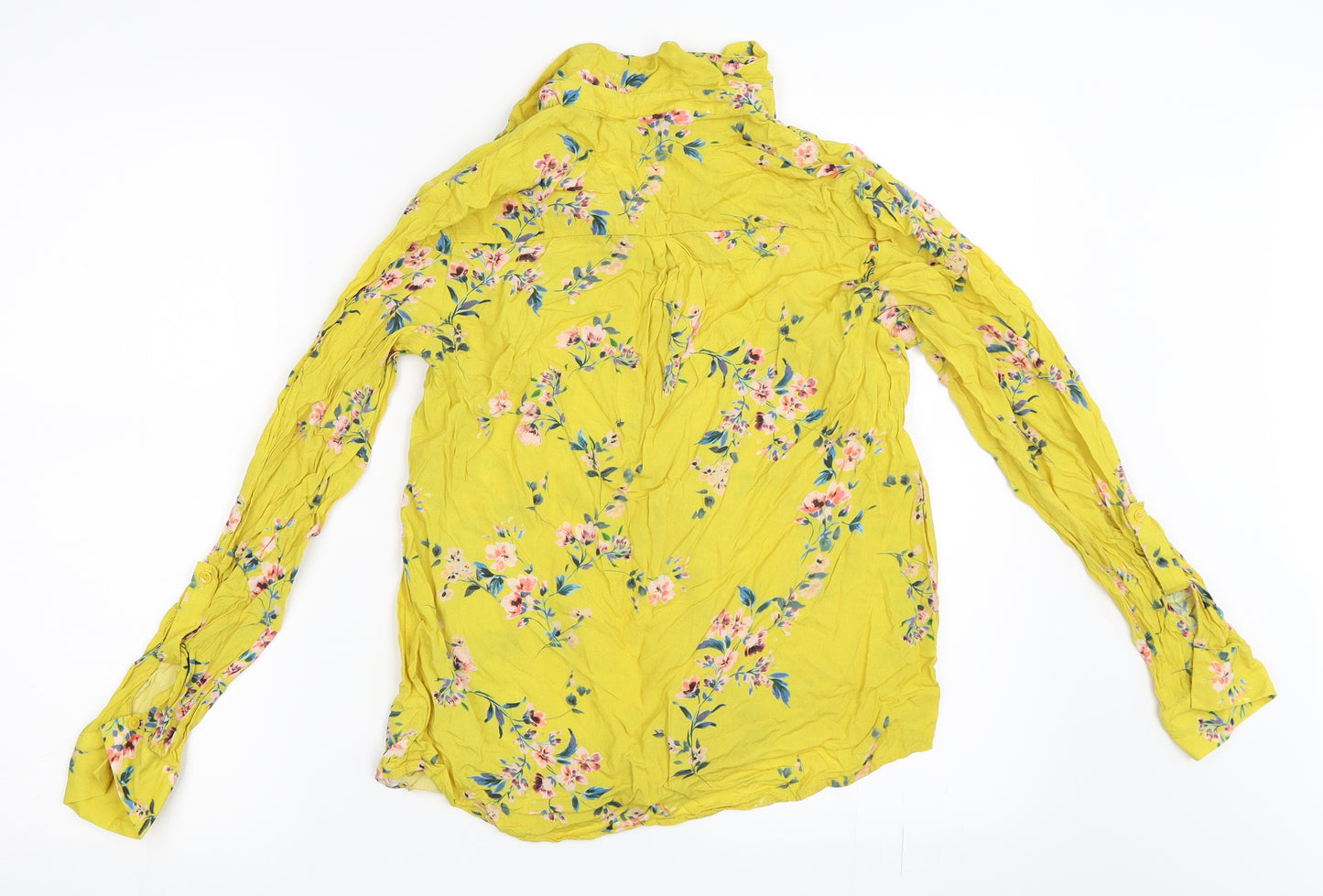 F&F Womens Yellow Floral  Basic Button-Up Size 10