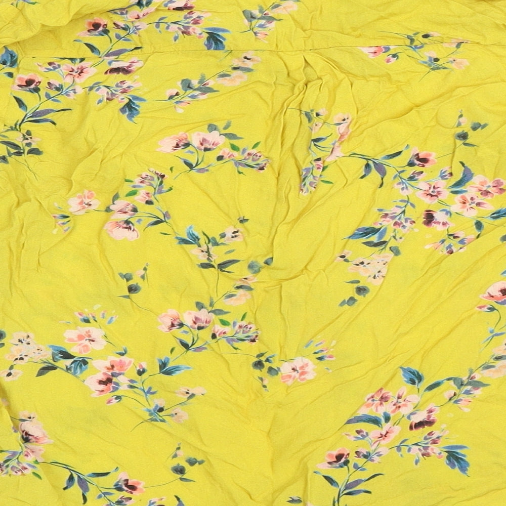 F&F Womens Yellow Floral  Basic Button-Up Size 10
