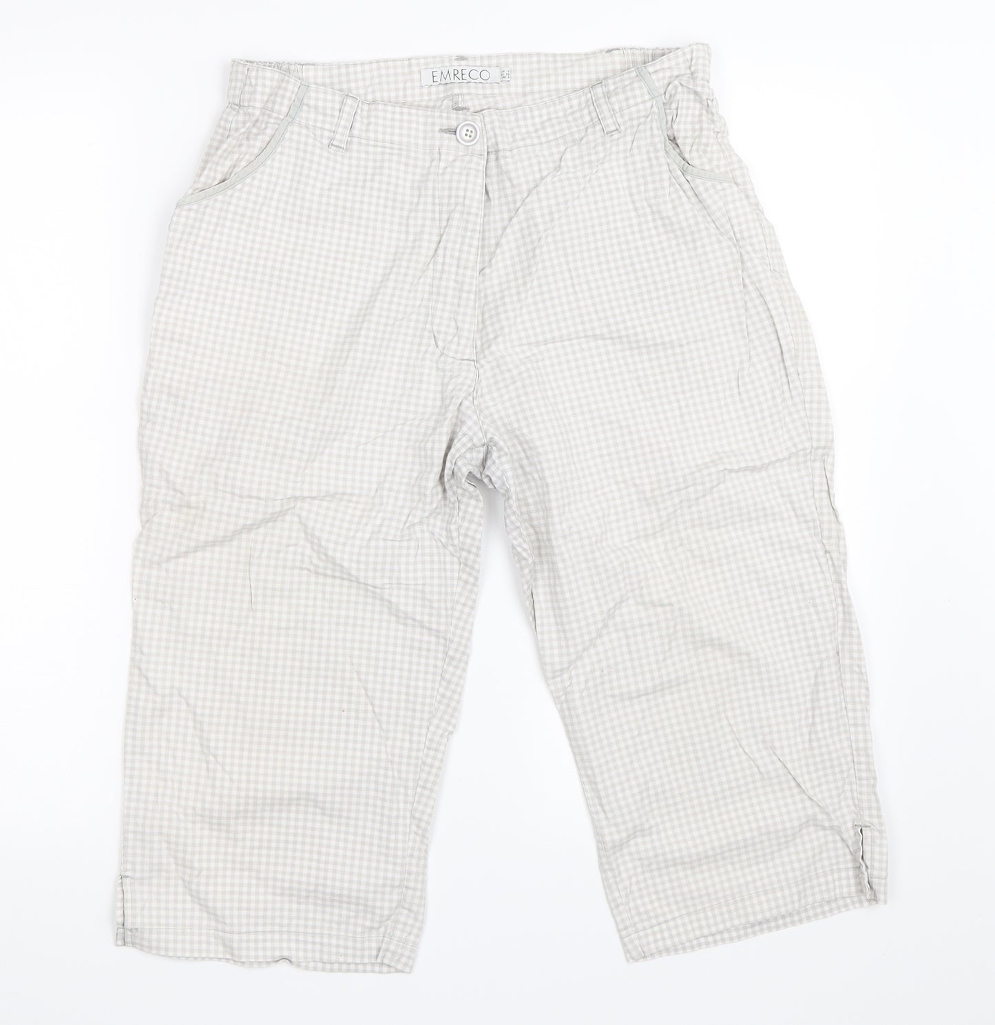 Emreco Womens Grey Check  Cropped Trousers Size 12