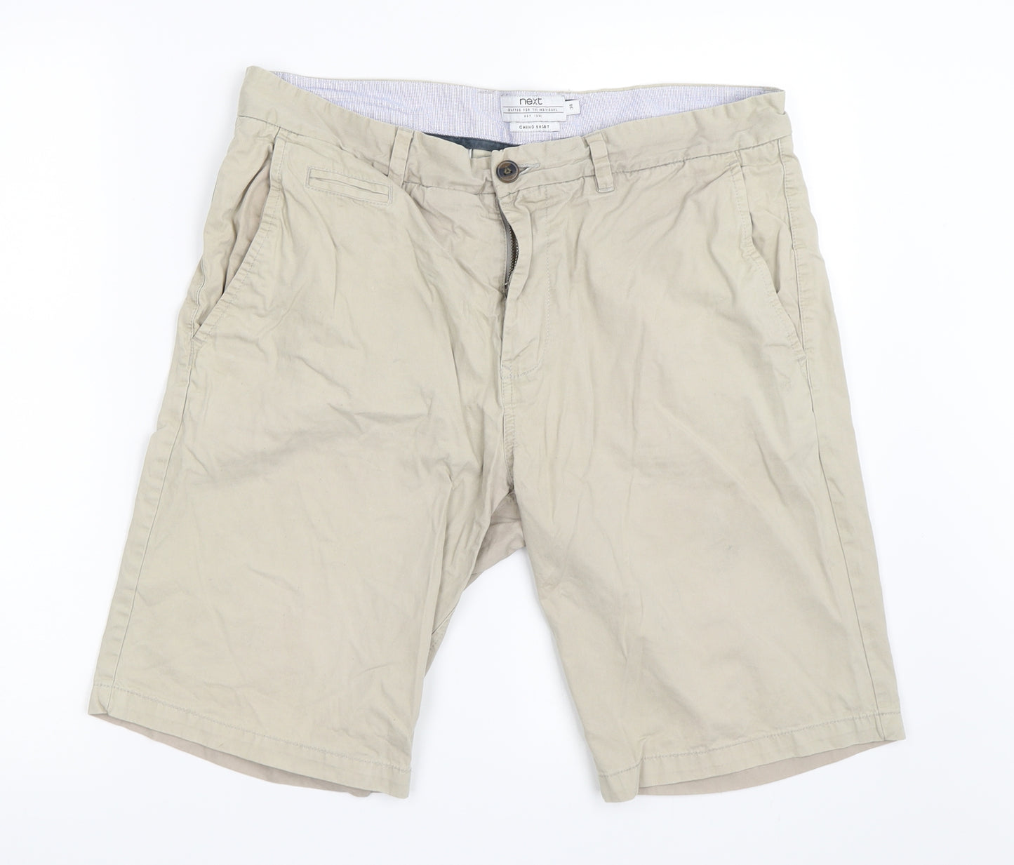 NEXT Mens Beige   Chino Shorts Size 34 in