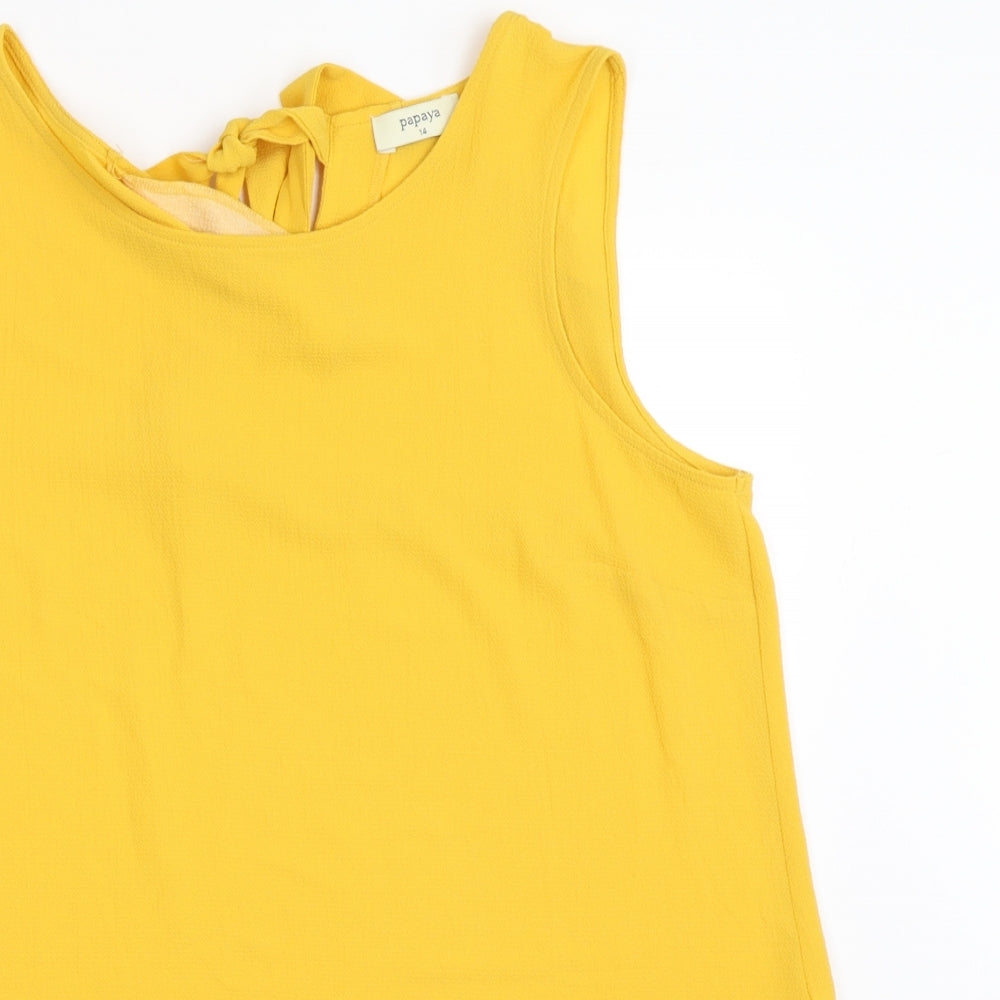 Papaya Womens Yellow   Basic Blouse Size 14