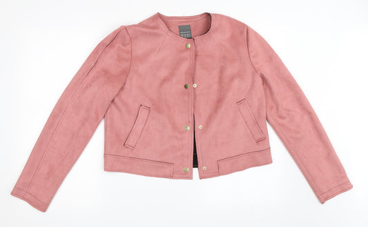 Front view of Primark women’s pink jacket, size UK 12