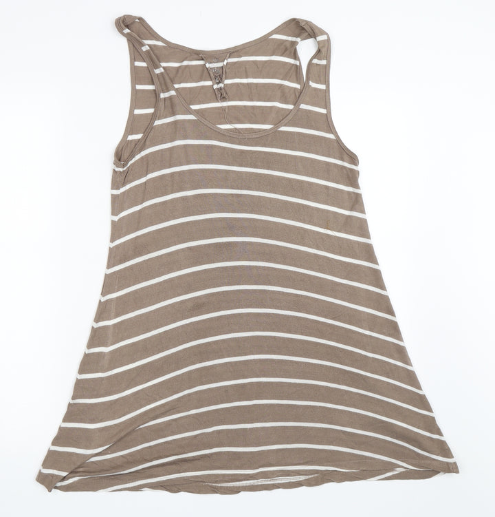 BHS Womens Brown Striped Basic Tank Size 12