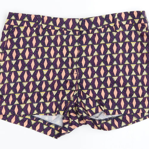 H&M Womens Blue Geometric  Hot Pants Shorts Size 38
