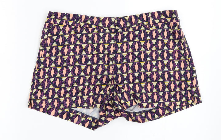 H&M Womens Blue Geometric Hot Pants Shorts Size 38