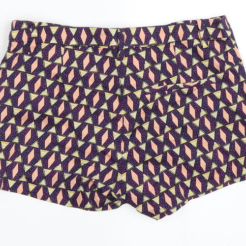 H&M Womens Blue Geometric  Hot Pants Shorts Size 38
