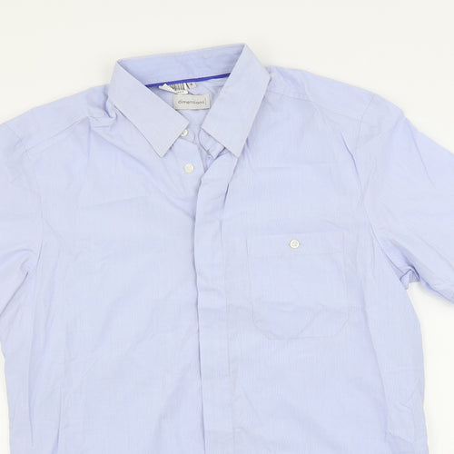 Dimensions Mens Blue    Button-Up Size 16