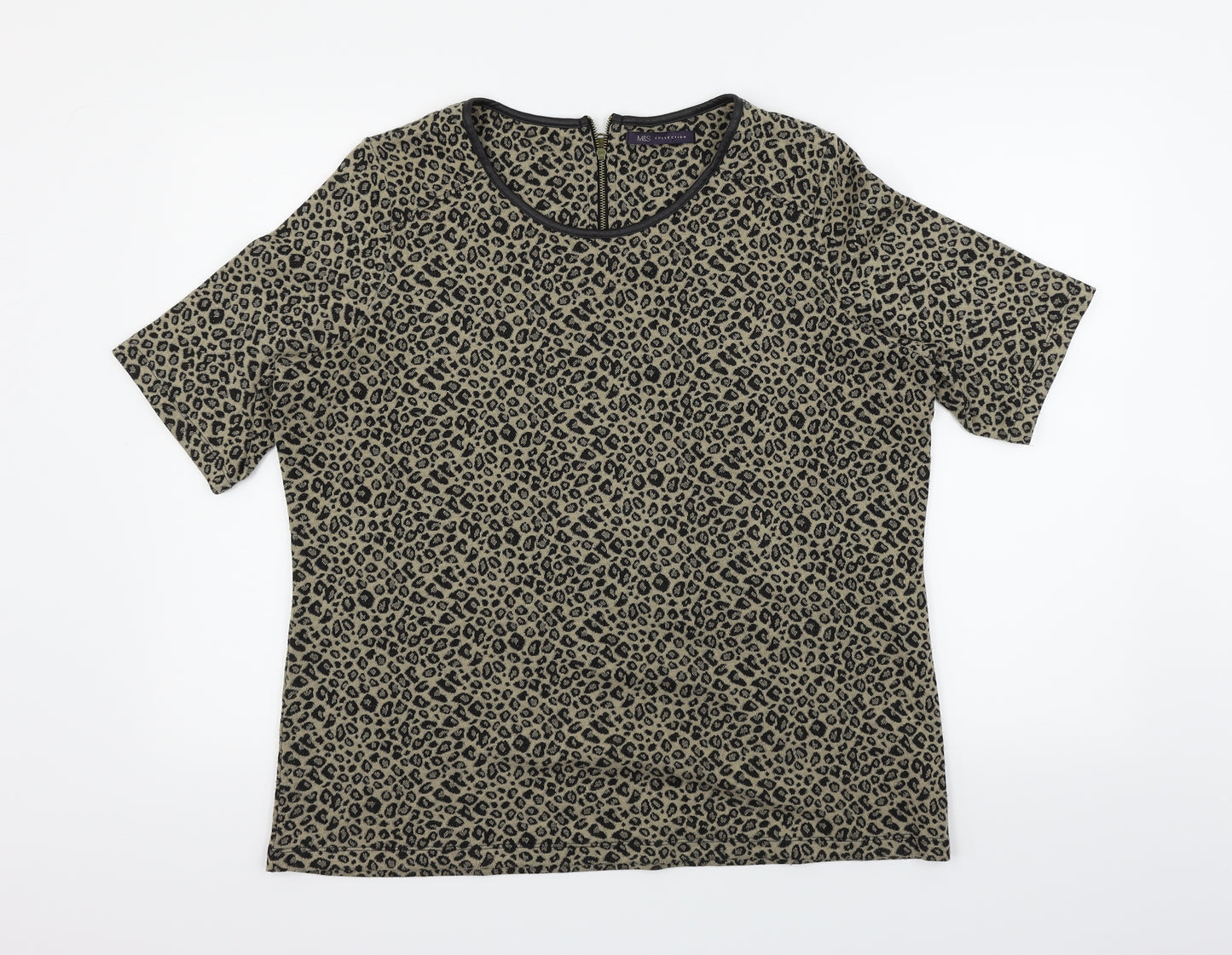 Marks and Spencer Womens Beige Animal Print  Basic T-Shirt Size 18