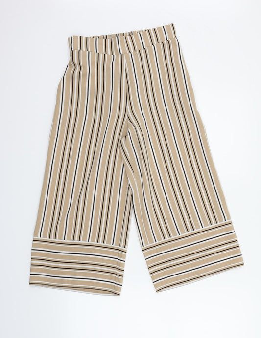Front view of New Look girls’ beige striped jegging trousers, size 13, years