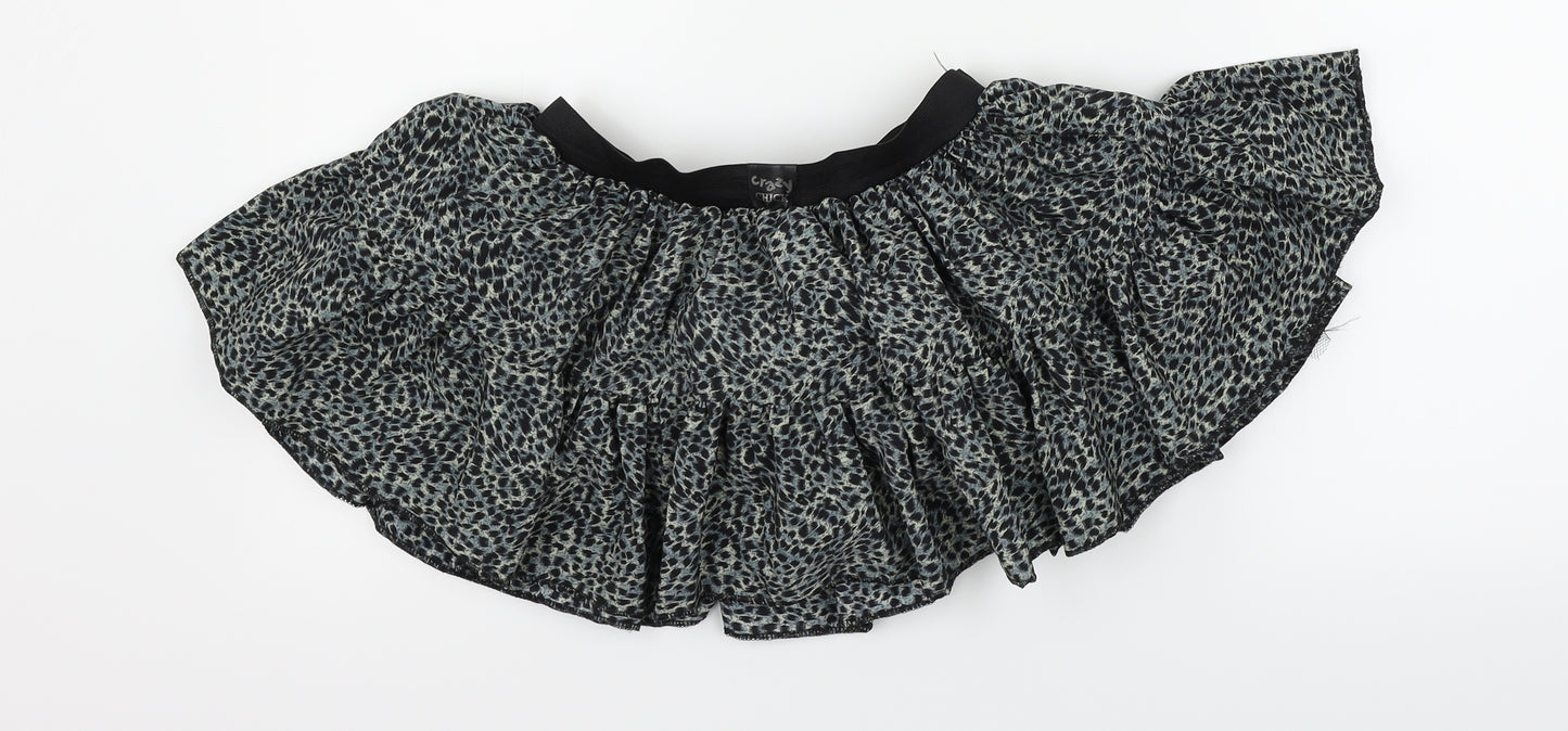 Crazy chick Girls Grey Animal Print  Flare Skirt One Size