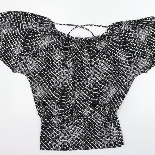 Red Herring Womens Black Geometric  Basic Blouse Size 10