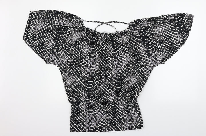 Red Herring Womens Black Geometric Basic Blouse Size 10