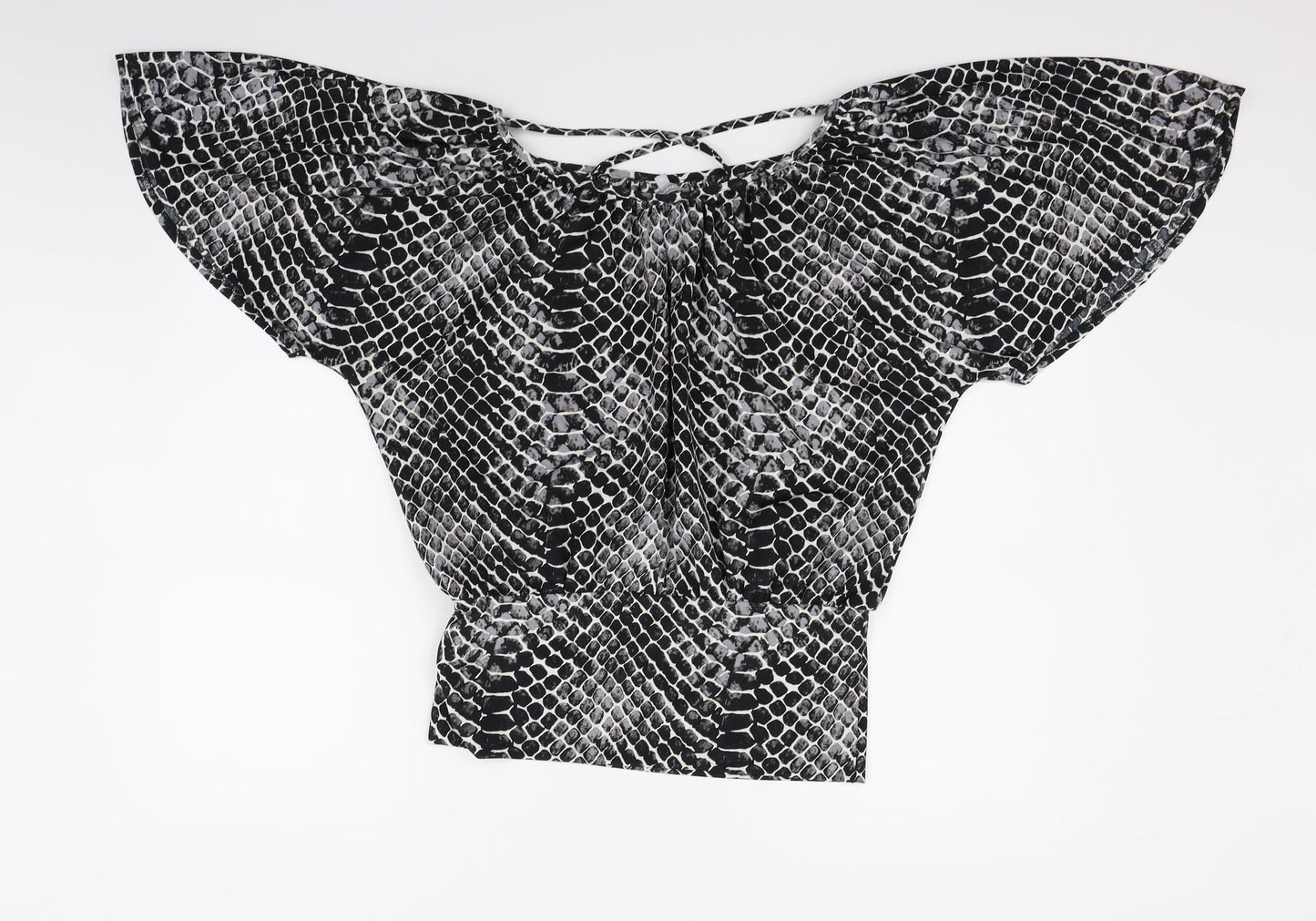 Red Herring Womens Black Geometric  Basic Blouse Size 10
