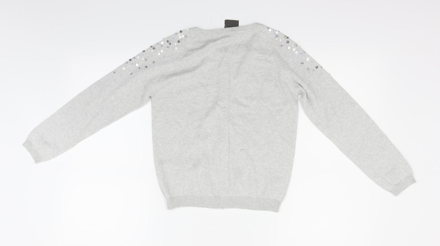 George Girls Grey   Cardigan Jumper Size 10-11 Years  - Sequin detail