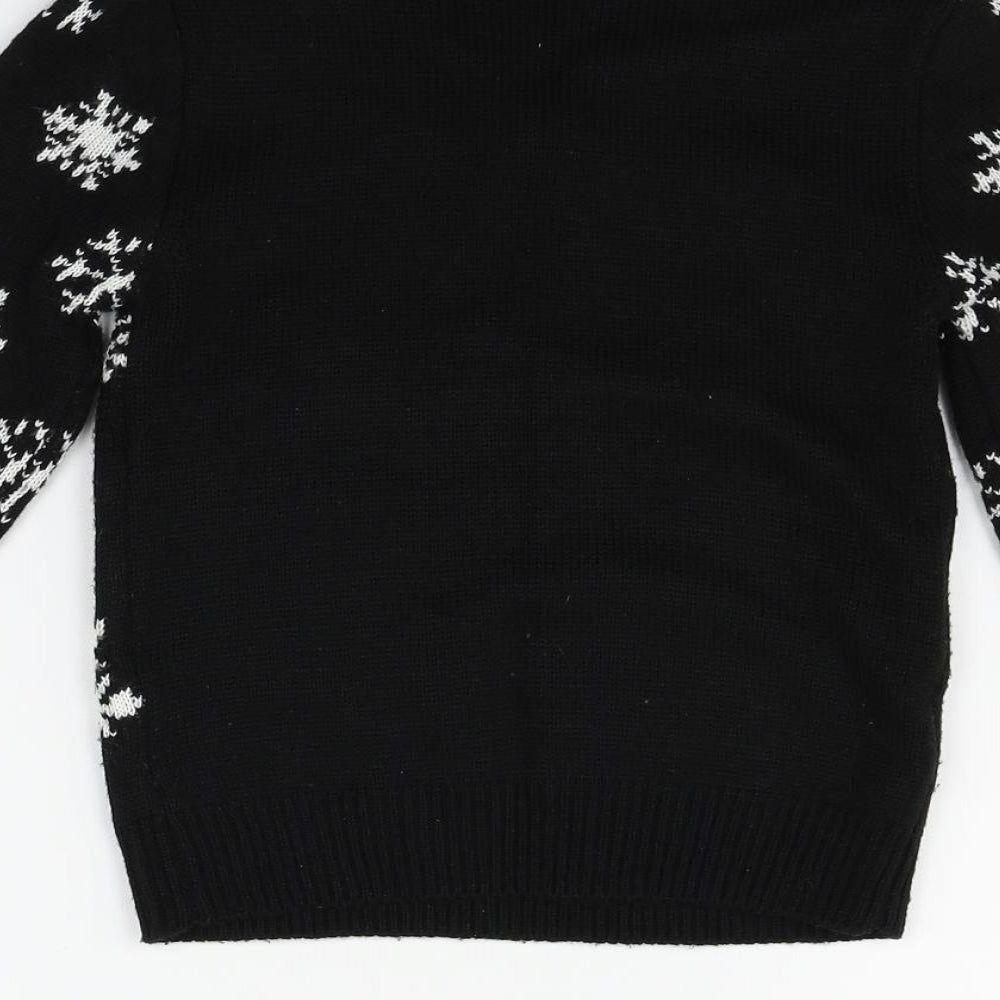 MISS EVIE Girls Black   Pullover Jumper Size 7-8 Years  - christmas robin
