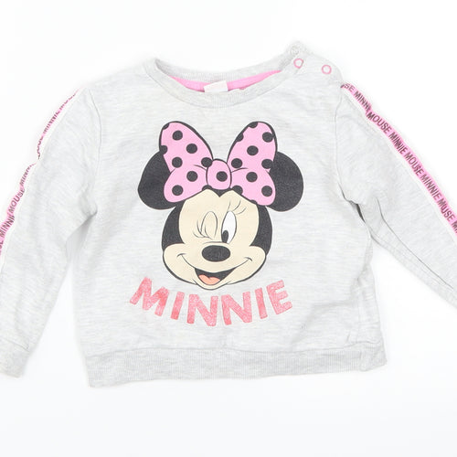 Disney Girls Grey   Pullover T-Shirt Size 9-12 Months  - Minnie Mouse
