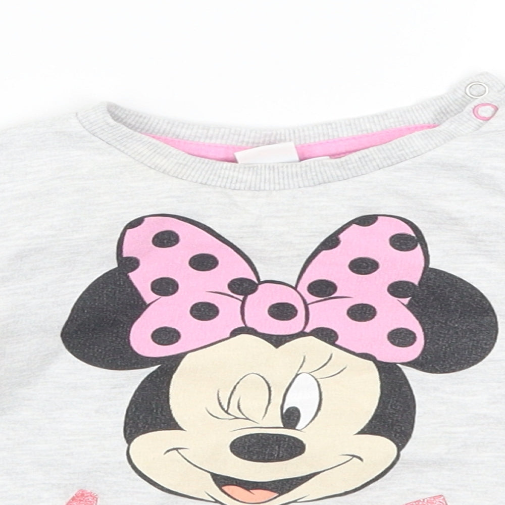 Disney Girls Grey   Pullover T-Shirt Size 9-12 Months  - Minnie Mouse