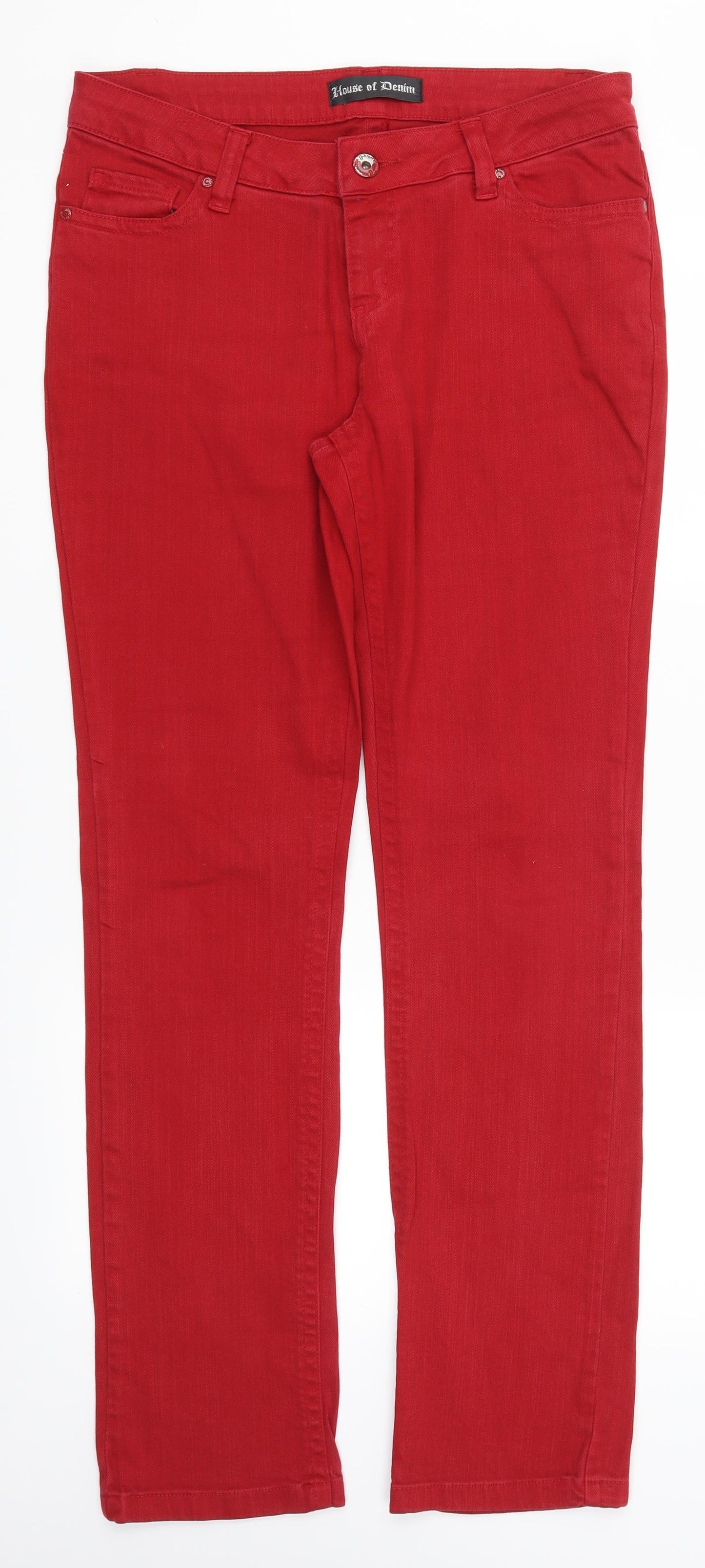 House of Denim Womens Red  Denim Skinny Jeans Size 12 L31 in