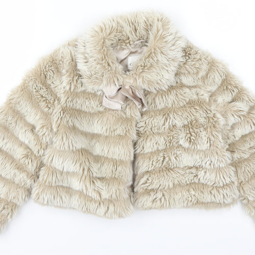 BHS Girls Beige   Jacket  Size 6 Years  - Fluffy