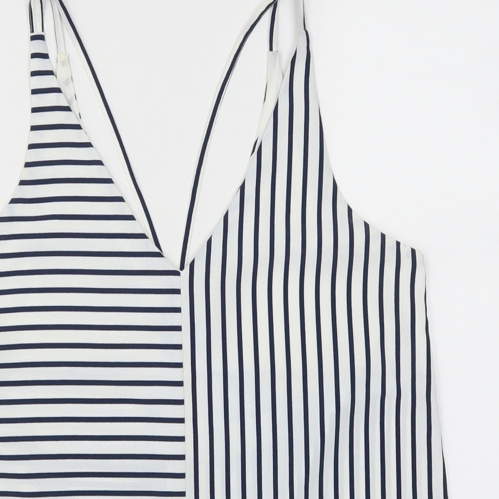 Topshop Womens Blue Striped  Basic Tank Size 10