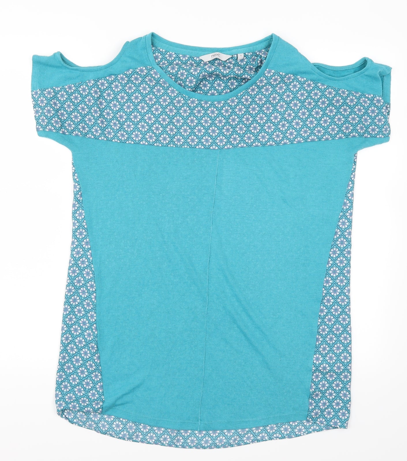 NEXT Womens Blue Geometric  Basic T-Shirt Size 12