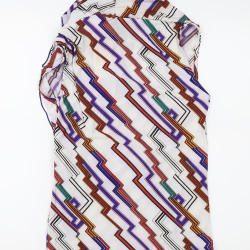 Double II Womens White Geometric  Basic Blouse One Size