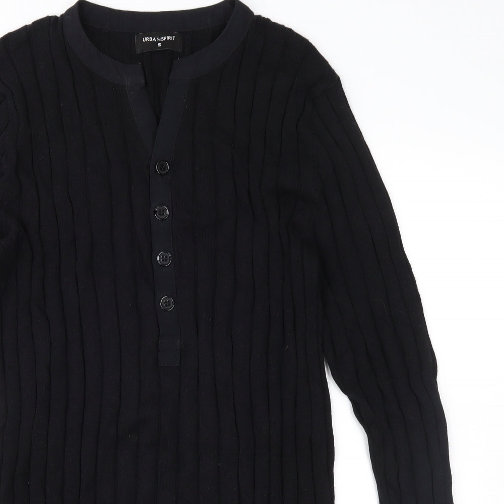 UrbanSpirit Mens Black  Knit Pullover Jumper Size S