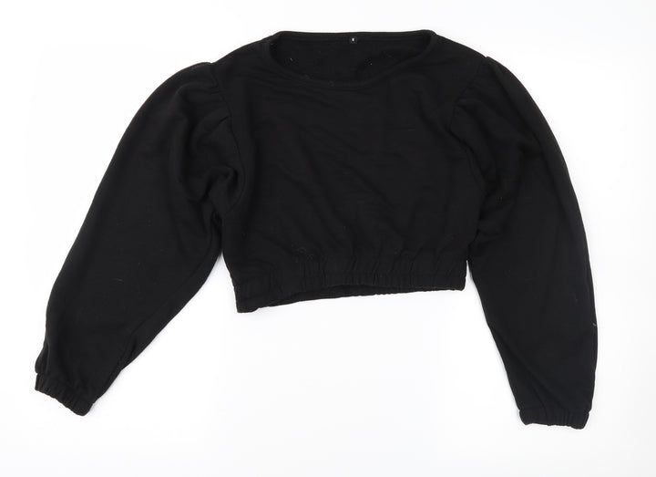 Preworn Womens Black   Pullover Sweatshirt Size 8  - Cropped