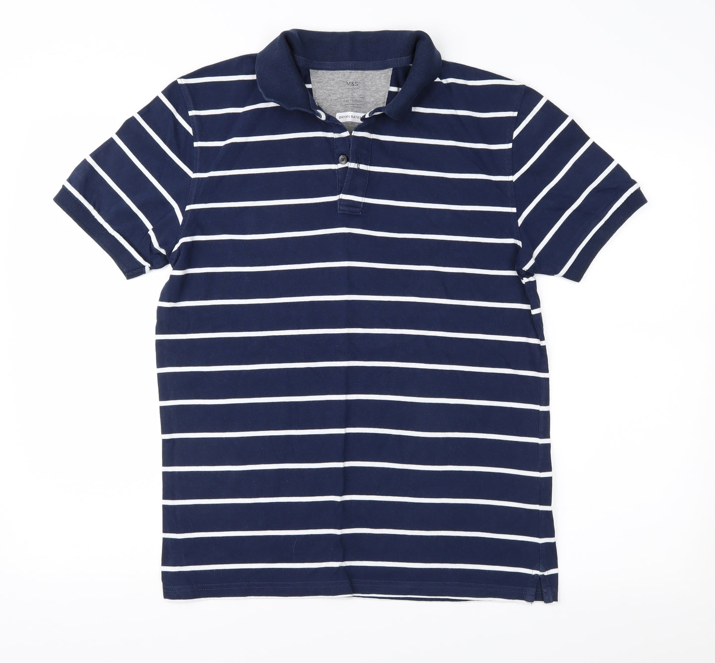 Marks and Spencer Mens Blue Striped Jersey  Polo Size S