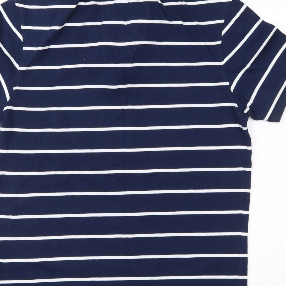 Marks and Spencer Mens Blue Striped Jersey  Polo Size S