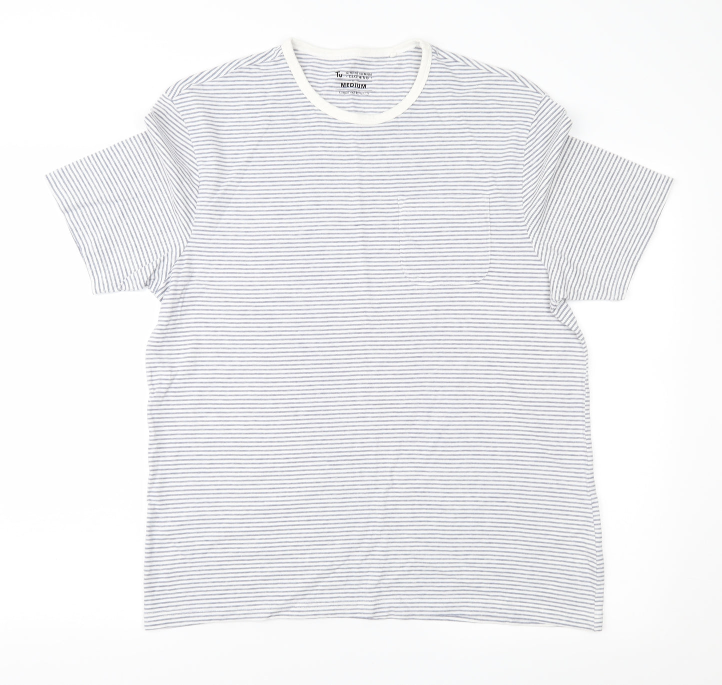 TU Mens Blue Striped Jersey  T-Shirt Size M